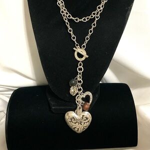 Metal Heart Shaped Dangle Necklace